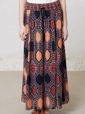 Anthropologie MAEVE Hexprint Maxi Skirt  - Xsmall - EUC